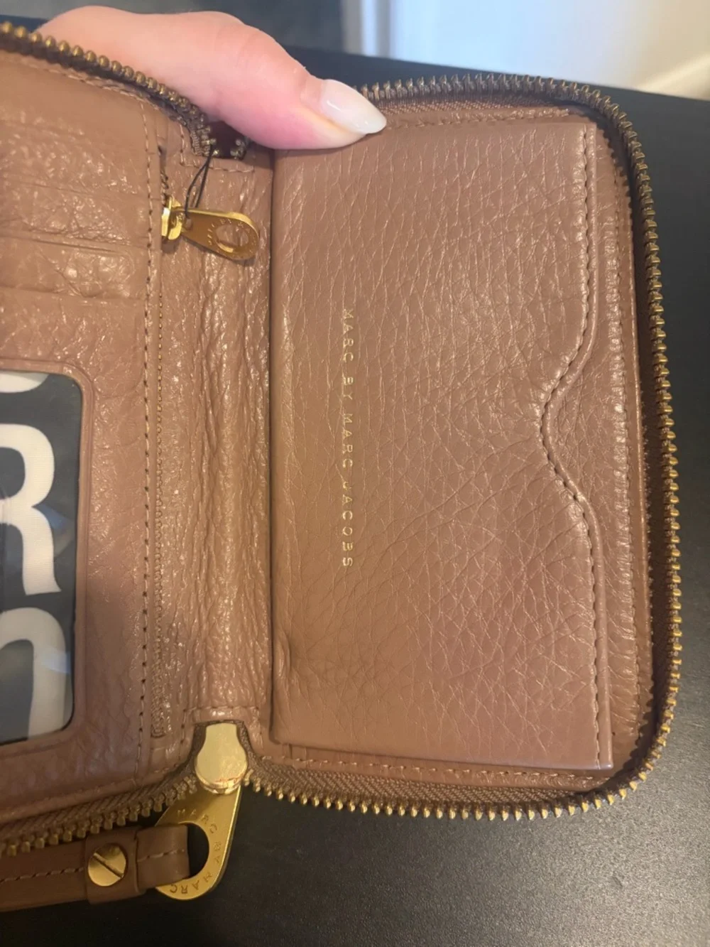 Marc Jacobs Pebbled Leather Wristlet in Blush Taupe with Gold Hardware